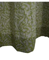 Fabdivine Floral Block Print Rod Pocket Linen Curtain