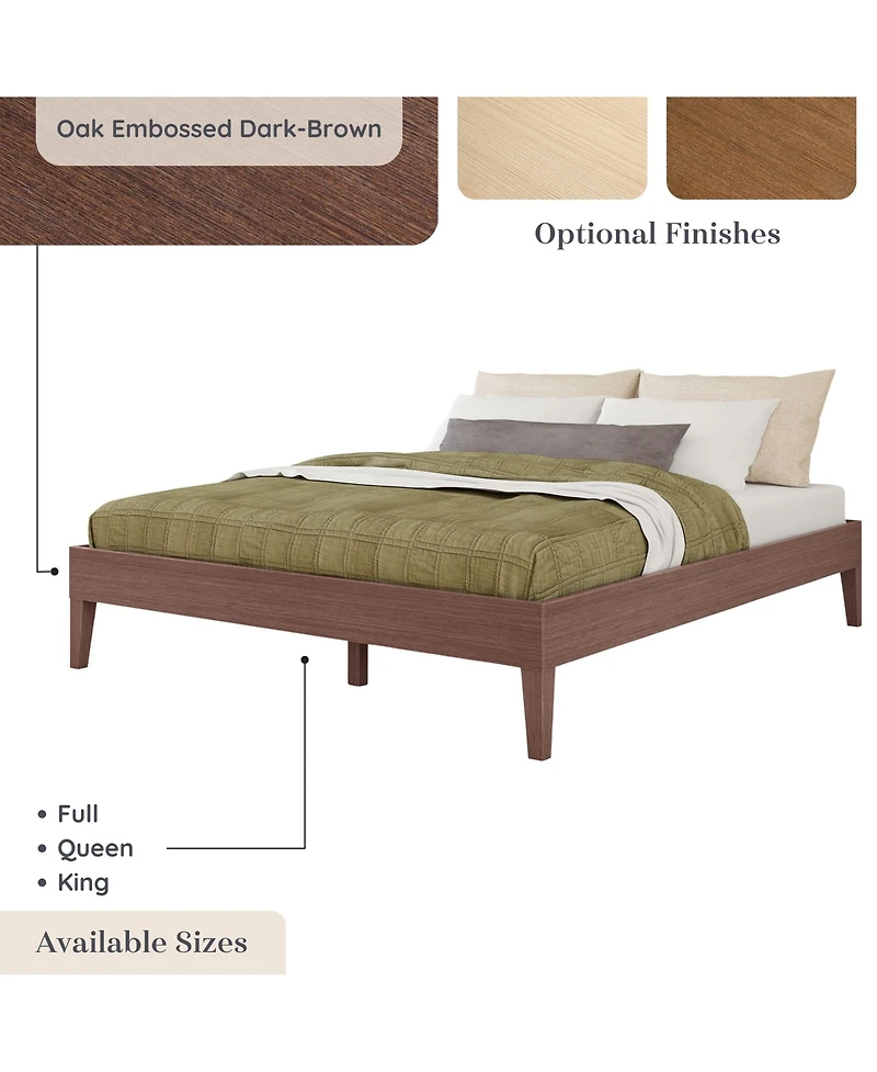 Grain & Grove Bear Platform Bed Oak Embossed