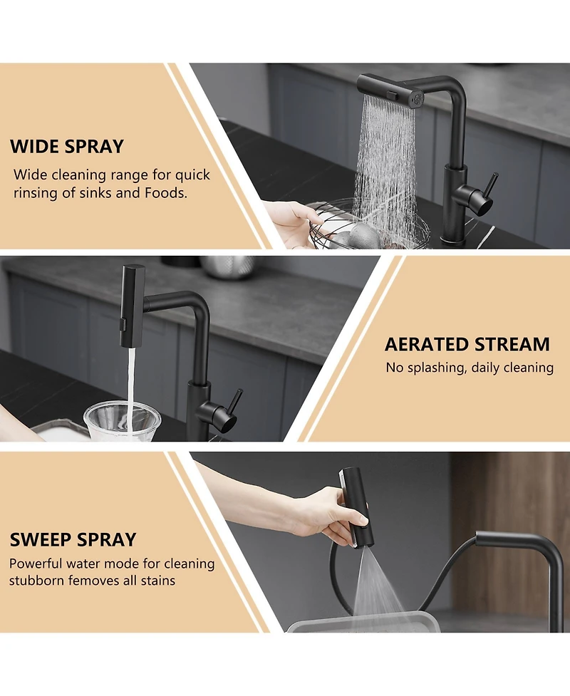 Phying Kitchen Sink Faucet, Kitchen Faucets with Pull out Sprayer,Kitchen Bar Faucet Single Hole Faucet