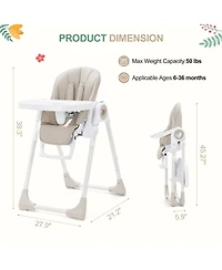 homfan 39.4L x 21.3W x 28H in Toddler High Chair with Removable Tray and Safety Harness, Baby Booster Seat for Dining Room Kitchen