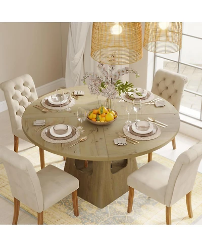 Streamdale Furniture 47-Inch Round Farmhouse Dining Table with Storage Base (Table Only)