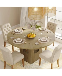 Streamdale Furniture 47-Inch Round Farmhouse Dining Table with Storage Base (Table Only)