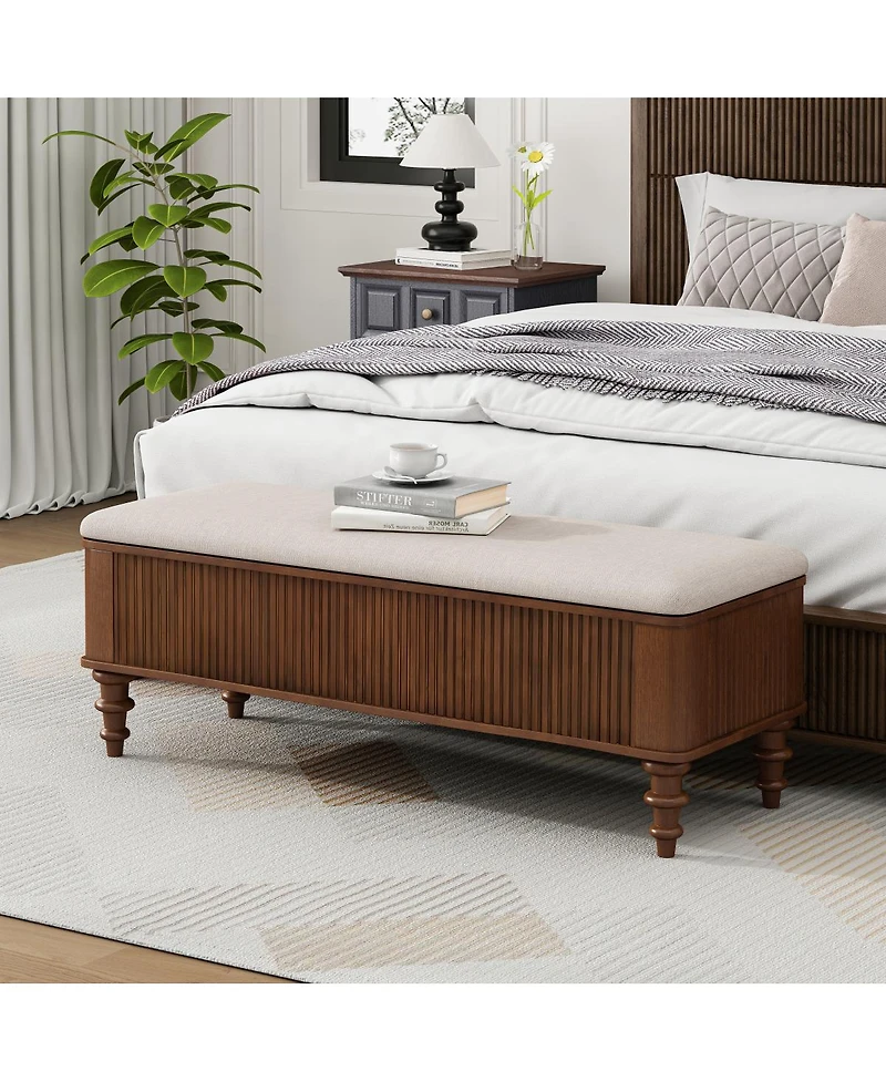 Streamdale Furniture 50.8-inch Multi-Functional Linen Storage Ottoman Bench
