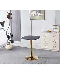 Streamdale Furniture 24-Inch Square Tulip Dining Table with Gold Pedestal Base