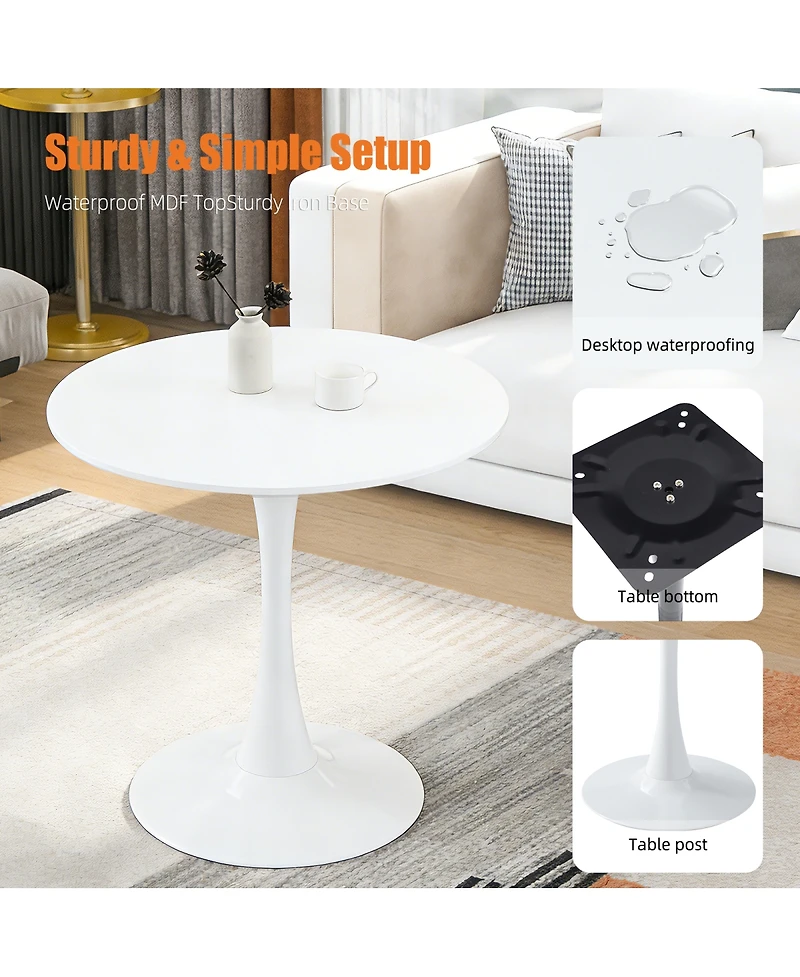 Streamdale Furniture 31.5" Modern Round Mdf Dining Table with Matte Iron Base