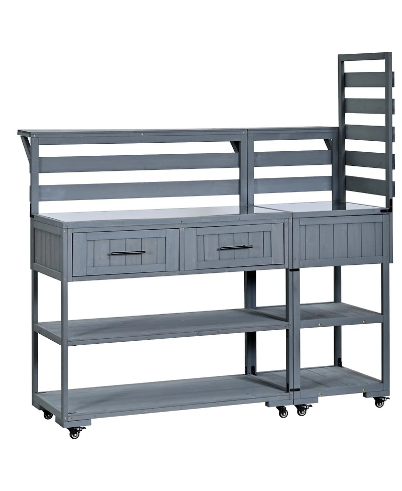 Streamdale Furniture 62.3'' Solid Wood Patio Kitchen Island And Grill Prep Table