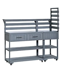 Streamdale Furniture 62.3'' Solid Wood Patio Kitchen Island And Grill Prep Table