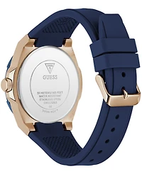 Guess Men's Quartz Blue Silicone Strap Watch 44mm
