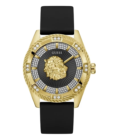 Guess Men's Quartz Black Silicone Strap Watch 44mm