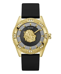 Guess Men's Quartz Black Silicone Strap Watch 44mm