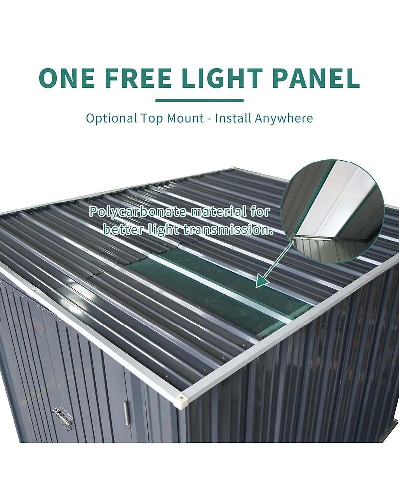 Streamdale Furniture 6x8 Feet Galvanized Steel Outdoor Storage Shed With Lockable Double Doors