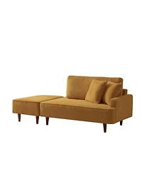 Streamdale Furniture Boucle Indoor Chaise Lounge Chair with Ottoman and 2 Throw Pillows