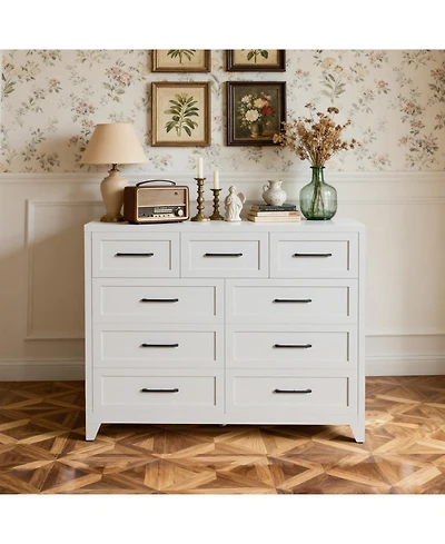 Rainsken 9-Drawer Dresser, Metal Profile Chest of Drawers, with Smooth Gliding Drawers, Storage Cabinet for Closet, for Bedroom,Living Room,Entryway