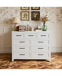 Rainsken 9-Drawer Dresser, Metal Profile Chest of Drawers, with Smooth Gliding Drawers, Storage Cabinet for Closet, for Bedroom,Living Room,Entryway