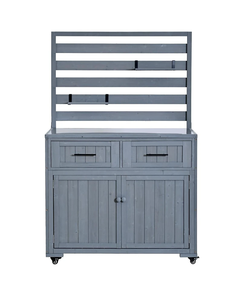 Streamdale Furniture Large Solid Wood Outdoor Kitchen Island And Grill Prep Table