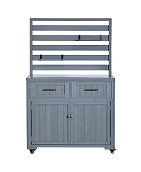 Streamdale Furniture Large Solid Wood Outdoor Kitchen Island And Grill Prep Table