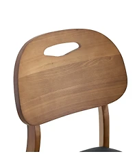 Streamdale Furniture 2 Walnut Solid Wood Dining Chairs with Pu Cushions and Hollow Backs