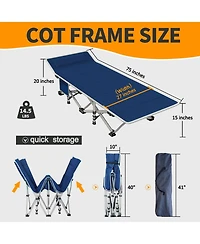 Aofar Camping Cot Folding Bed With Mattress Carry Bag