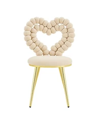 Streamdale Furniture Heart Bubble Tufted Velvet Accent Chair with Metal Frame