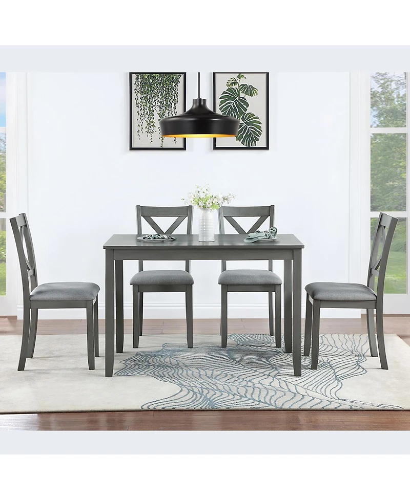 Streamdale Furniture Wooden Rectangular Dining Table Set for 4