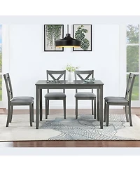 Streamdale Furniture Wooden Rectangular Dining Table Set for 4