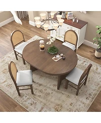 Streamdale Furniture 5-Piece Extendable Round Dining Table Set with 4 Upholstered Chairs