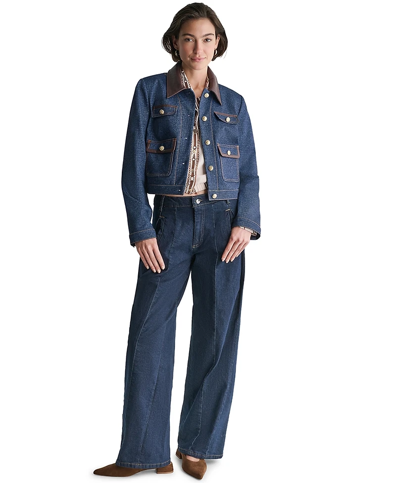Bcbg Women's Denim Trucket Cropped Jacket