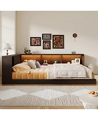 Streamdale Furniture Wood Daybed with Storage Shelves, Usb and Led