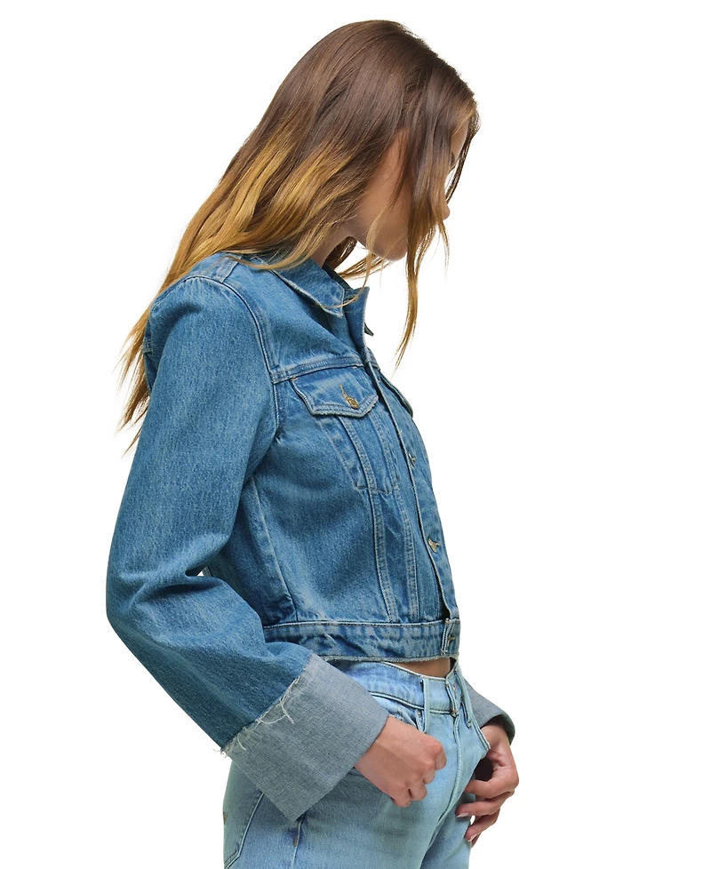 Hudson Jeans Women's Oversized Collared Neck Denim Jacket