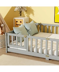Streamdale Furniture Floor Bed with Fence, Door and Guardrails