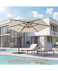 Costway 10 Feet Patio Cantilever Umbrella with 360degree(s) Rotation, Air Vent, Cross Base Included