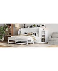 Streamdale Furniture Queen Murphy Bed With Storage Drawers and Shelves