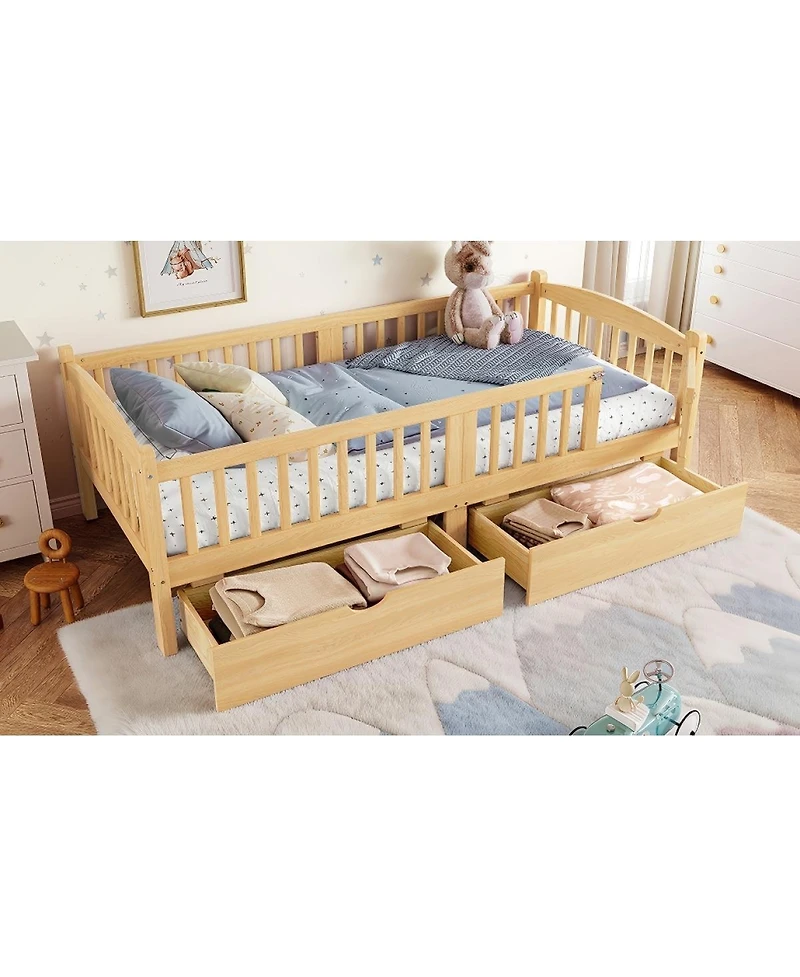 Streamdale Furniture Twin Xl Platform Bed With Storage and Cute Headboard