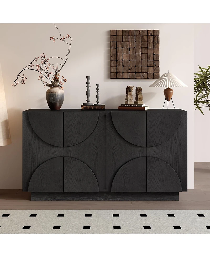Streamdale Furniture 4-Door Wood Sideboard Cabinet with Adjustable Shelves