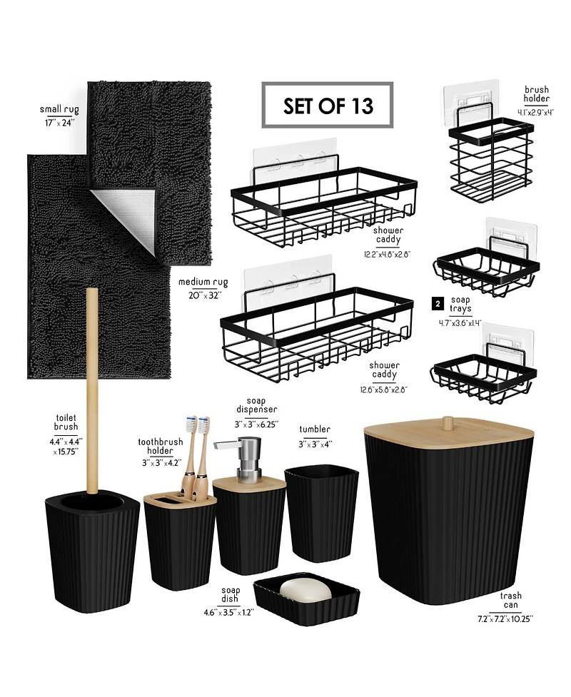 Clara Clark Modern Complete Bathroom Decor and Accessory Set with Bath Rugs and Shower Caddy Set