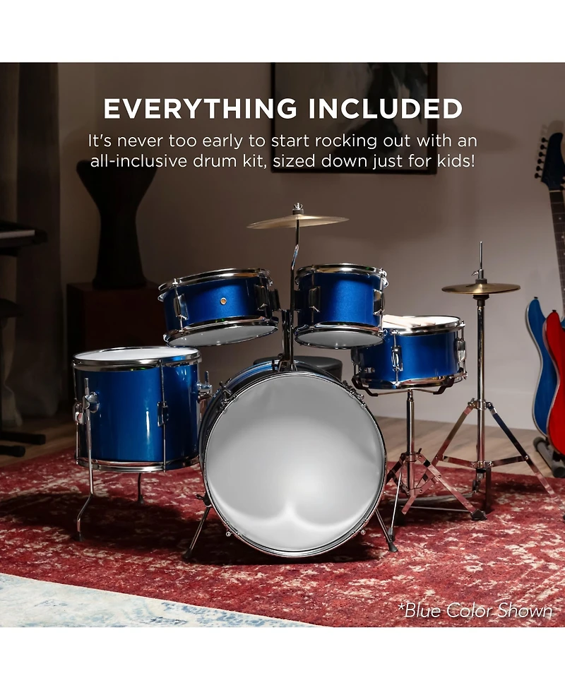 Best Choice Products 5-Piece Kids Beginner Junior Drum Set, Percussion Instrument Starter Kit with Stool