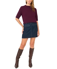 Vince Camuto Women's Cozy Mock Neck Short-Sleeve Sweater