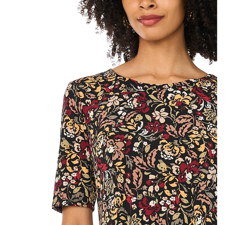 Vince Camuto Women's 3/4-Sleeve Crewneck Maxi Dress