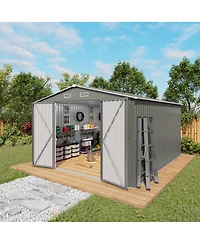 Streamdale Furniture 10x12FT Large Metal Outdoor Storage Shed With Double Doors