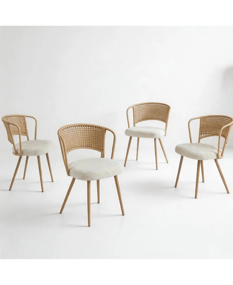 Streamdale Furniture Solid Wood Stretching Dining Table and 4 Wicker Chairs Set