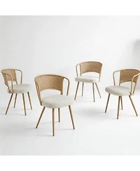 Streamdale Furniture Solid Wood Stretching Dining Table and 4 Wicker Chairs Set