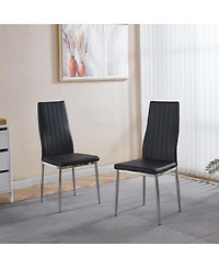 Streamdale Furniture 5 piece Dining Set, Metal Leg Mid-Century Dining Table with Glass Top
