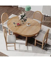 Streamdale Furniture 5-Piece Retro Extendable Dining Table Set with 4 Upholstered Chairs