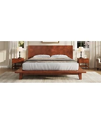 Streamdale Furniture Platform Bed Frame with Headboard , Wood Slat Support