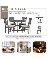 Streamdale Furniture 5-Piece Round Dining Table and Chair Set with Hollow