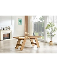 Streamdale Furniture 71'' Light Wood Grain Rectangular Dining Table for 6-8 People