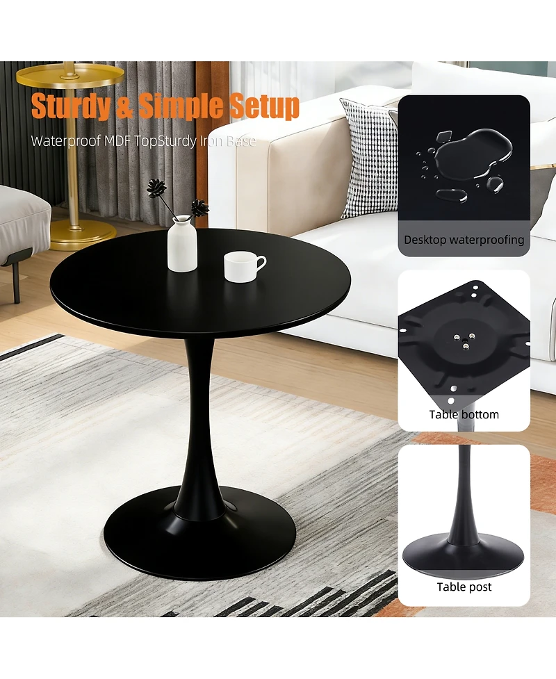 Streamdale Furniture 31.5-inch Modern Round Mdf Dining Table with Matte Iron Base