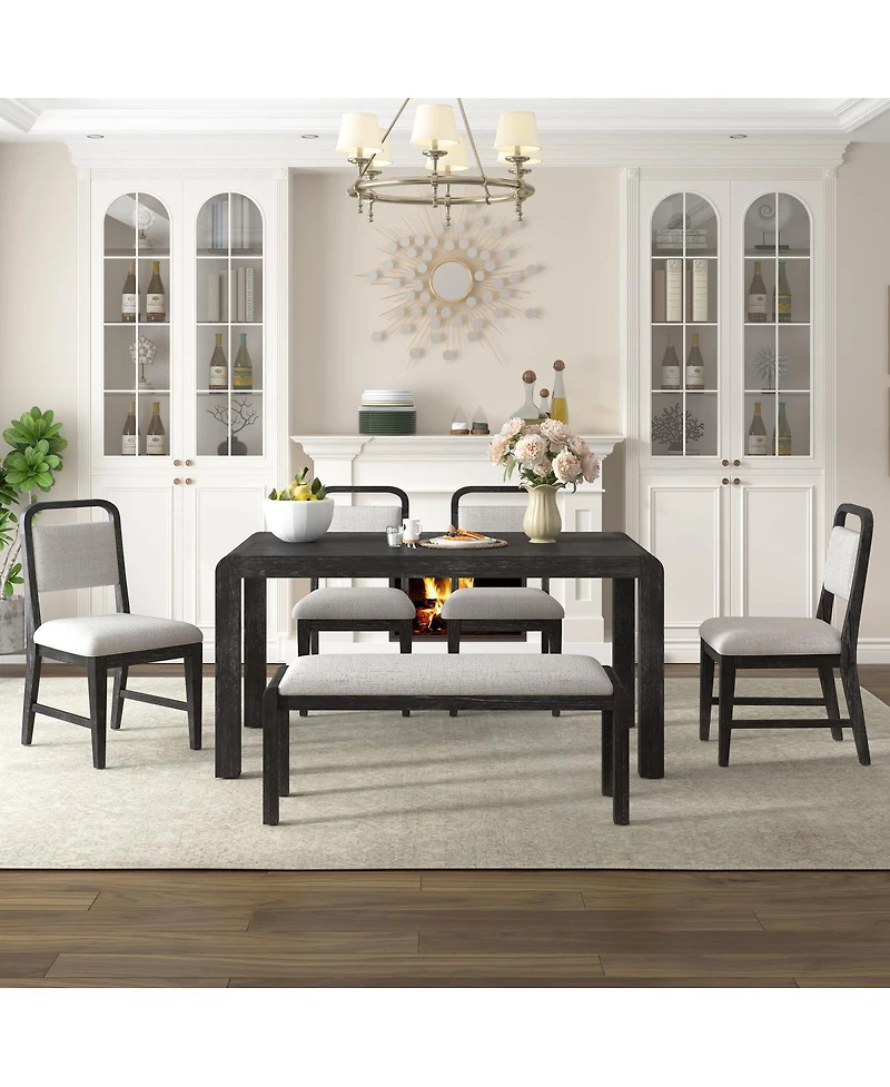 Streamdale Furniture Vintage Extendable Dining Set with 4 Chairs and Bench