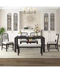 Streamdale Furniture Vintage Extendable Dining Set with 4 Chairs and Bench