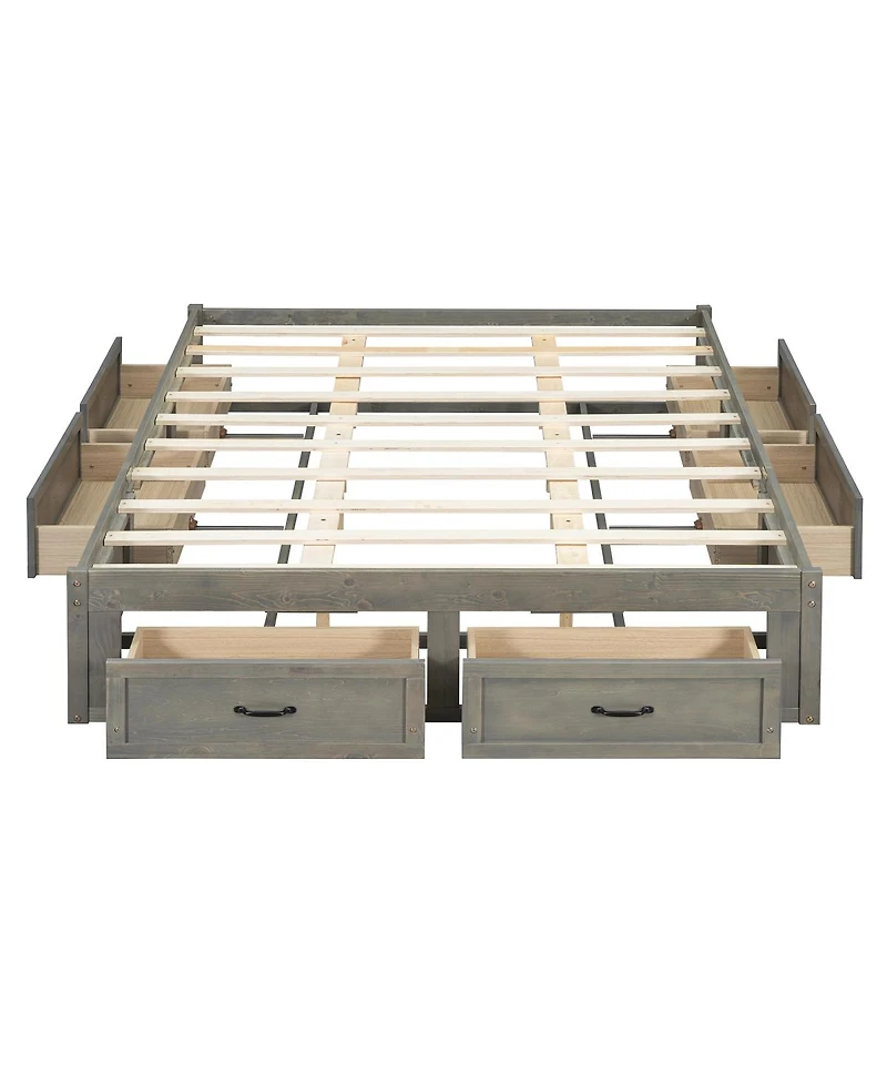 Streamdale Furniture Queen Platform Bed with 6 Drawers